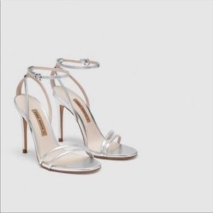 Zara silver strap heels size 39